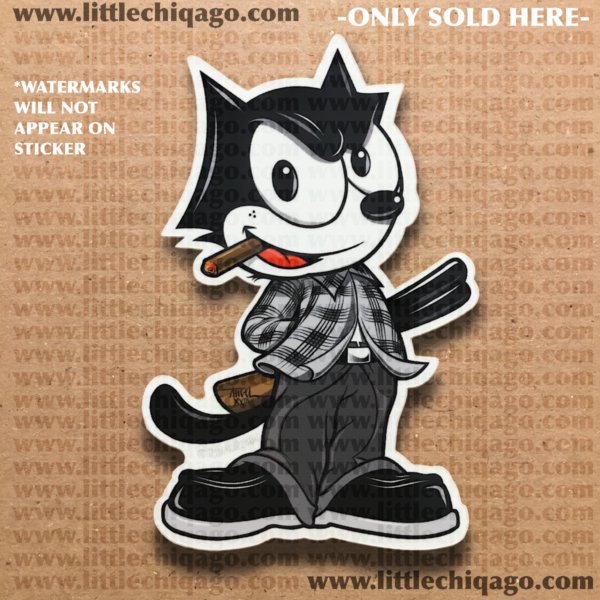 Felix The Cat Sticker-Shotgun Gangster-Chicano Art-Lowrider Decal